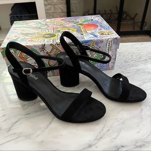 New Jeffrey Campbell Peonies Black Suede Heels sz 7.5